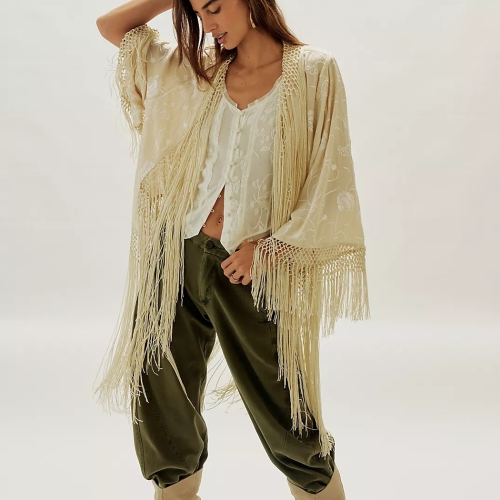 NWT Free People London Knights Piano Duster in Ivory